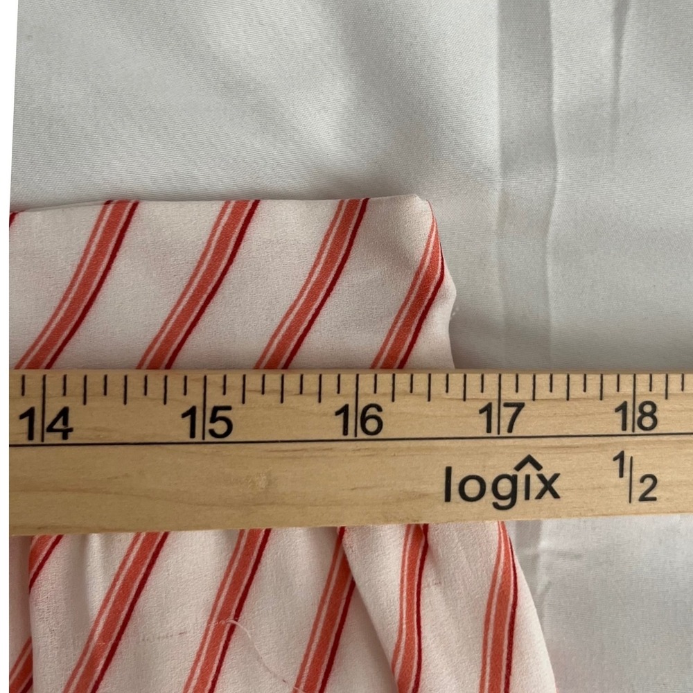 LOFT Women's Ruffle‎ Hem Midi Girly Skirt Pink White Striped Pleated Size 12 New - Picture 6 of 8